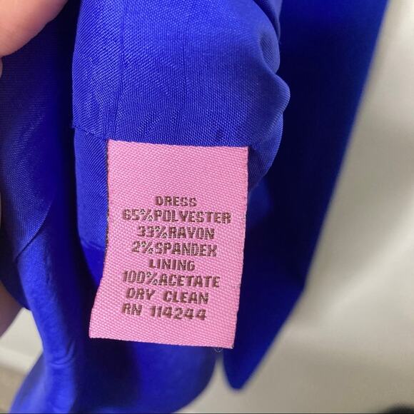 Eliza J Cobalt Blue Long Sleeve Sheath Dress-4 - Picture 6 of 7